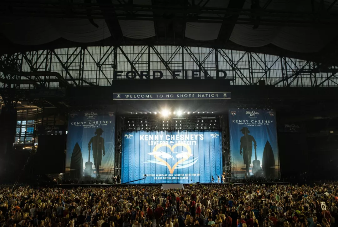 Kenny Chesney Fabric Backdrop at Ford Field | Large Scale Stage Backdrops