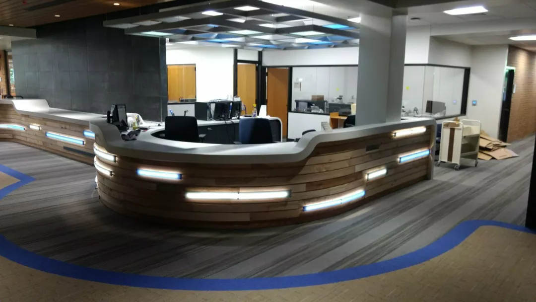 Functional Library Reception Desk | Office Furniture with Custom Lighting