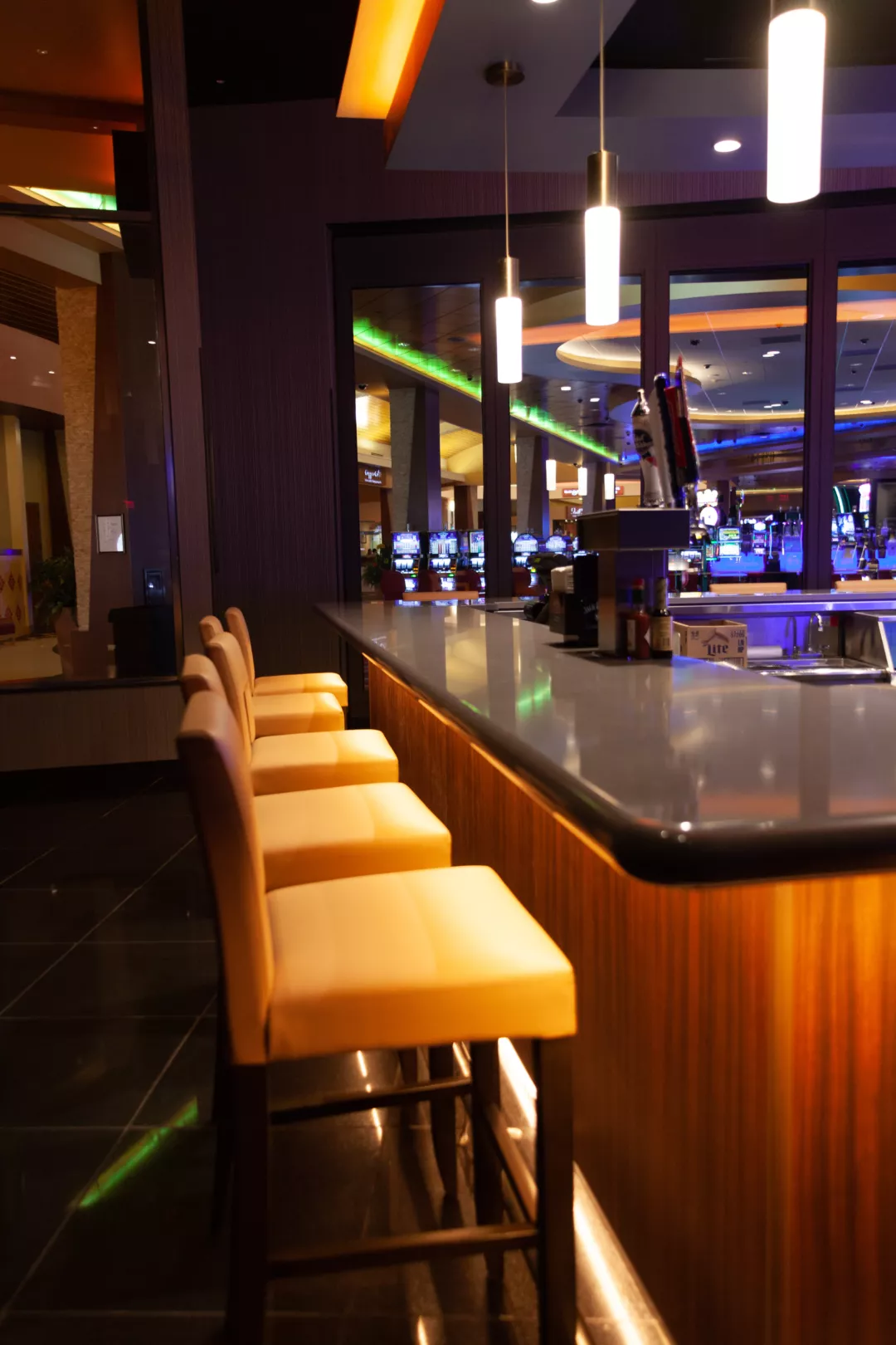 Custom Sports Bar Countertop | Quartz Bar with Underlighting