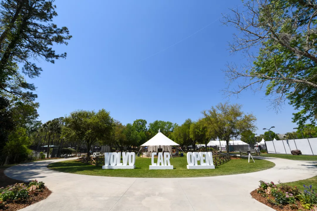 Custom 3-D foam letters that spell out Volvo Car Open
