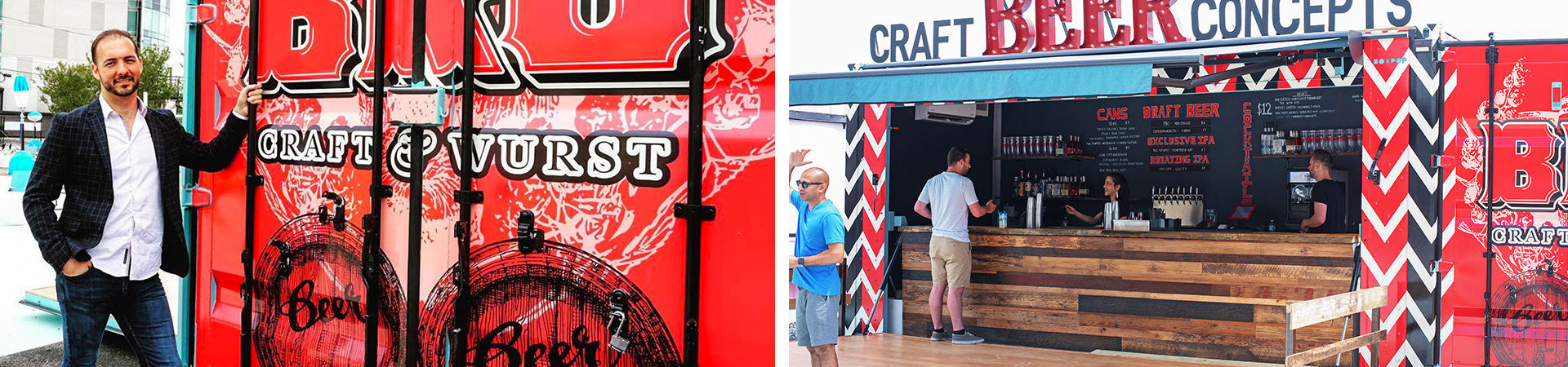 Custom BoxPop shipping containers for serving beer on location.