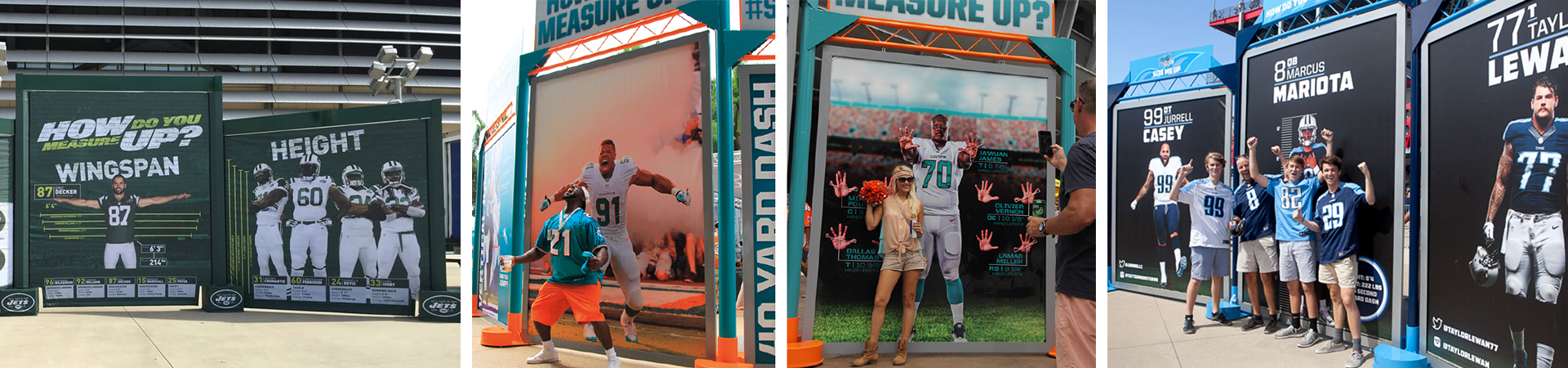 Tri-panel banner display sysstem with player photos for photo-ops outside of the stadium.