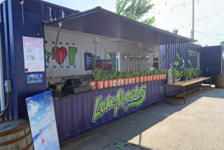 Custom Shipping Container with Bar and Awning | Custom Branded Shipping Container