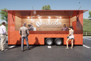 Custom TrailerBox for a Coffee Company | 3D Render of a Mobile Coffee Bar