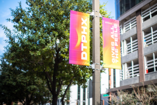 Downtown Phoenix BannerSaver Brackets | Wind Spilling Banner Brackets