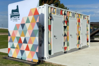 Custom Painted and Designed BoxPop Shipping Container Restroom Unit