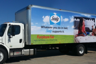 Custom Truck Skin Vinyl Banner Graphics on a Delivery Truck