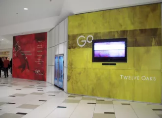 Mallforms barricade inside of a mall.