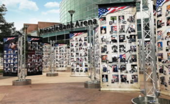 Mobile Memorial Display | Truss with BannerSaver Brackets and Banners