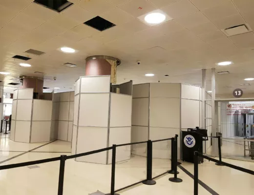 Temporary Barricade Walls Inside of the Atlanta Airport