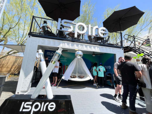 A custom BoxPop container with rooftop seating for Ispire