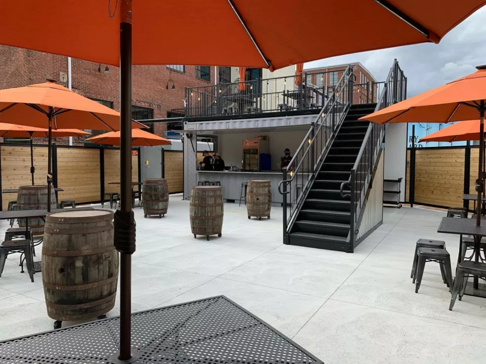 BoxPop Outdoor Seating | Semi-Permanent Brewery Stand