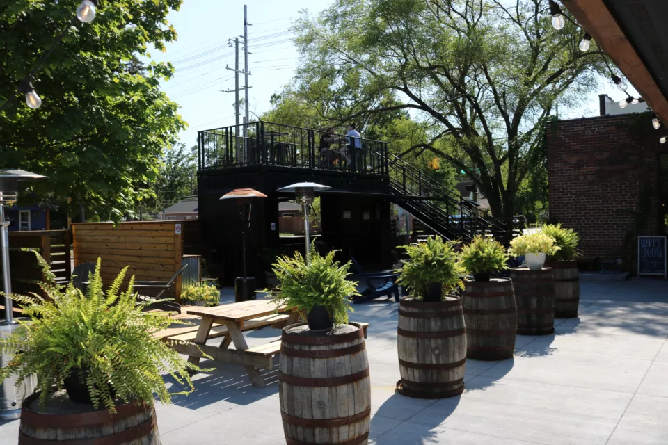 Outdoor Lounge Space with Custom Shipping Container | Modern Seating Area