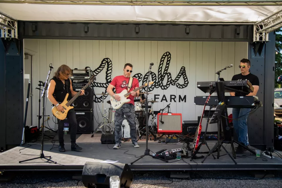 Stage Setup with BoxPop and Event Truss | Britten Custom Shipping Containers