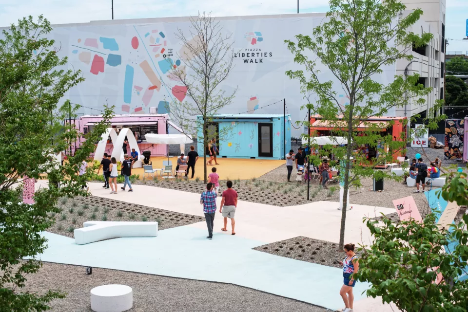 Shipping Container Park Full of Custom Shipping Containers for Retail, Food, Beverage, and More
