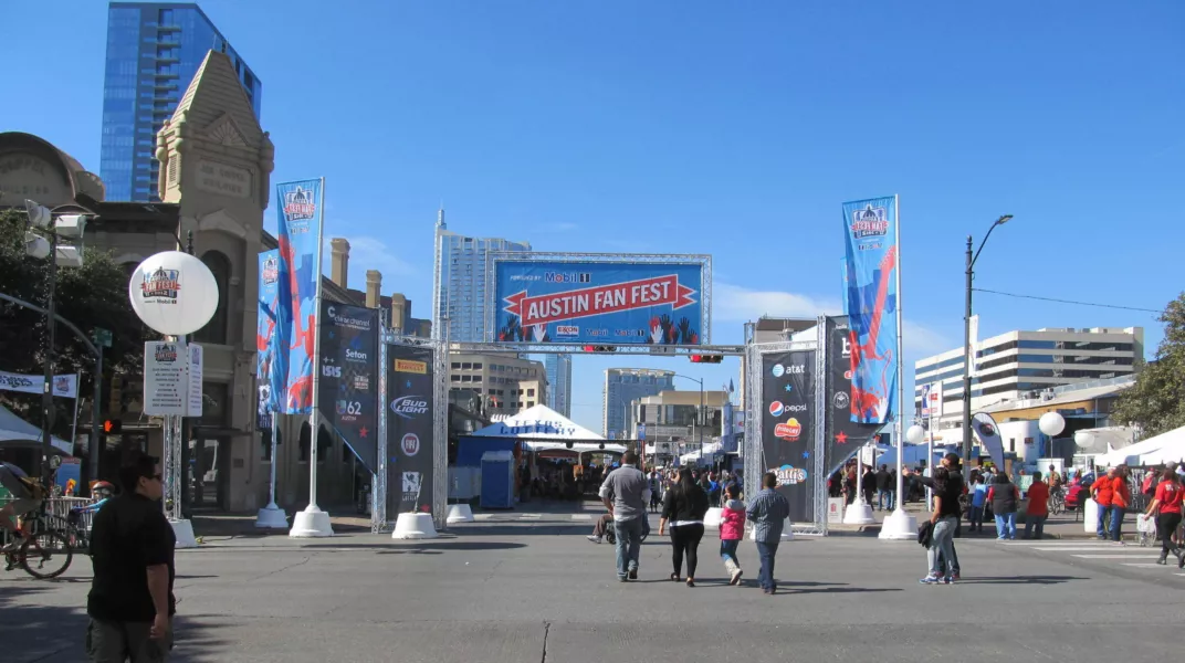 Truss Structure at Austin Fan Fest | Flags and Truss Signs