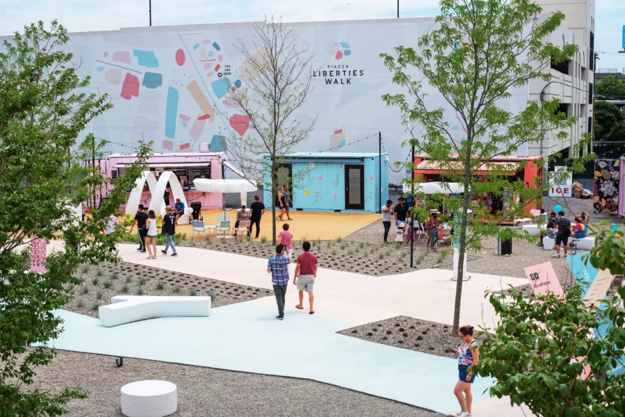 Shipping Container Park Full of Custom Shipping Containers for Retail, Food, Beverage, and More