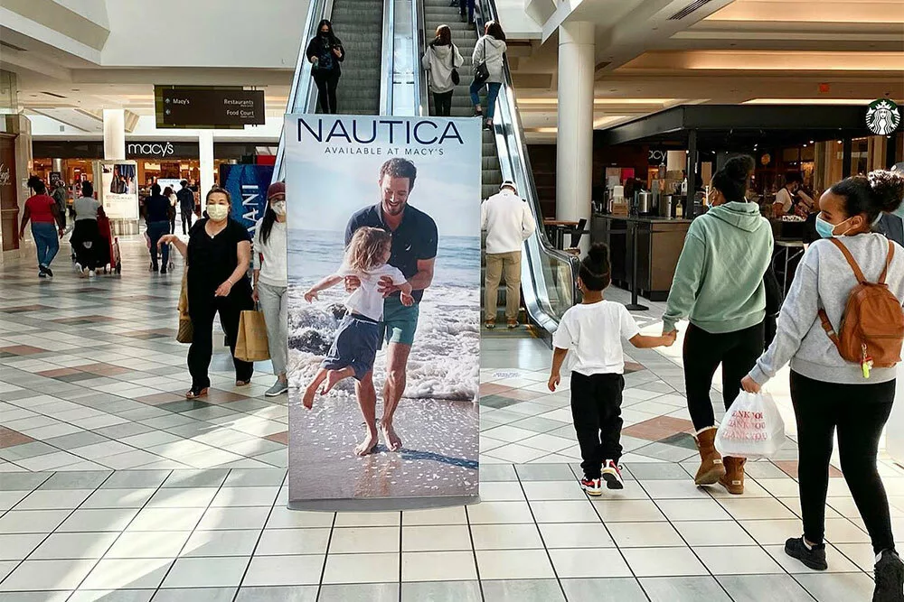 Custom banner standee for Nautica at a mall