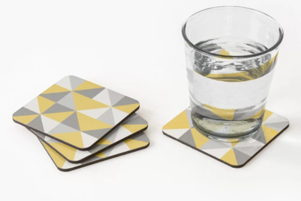 Gray and Yellow Geometric Coasters | Interior Design Accent Pieces