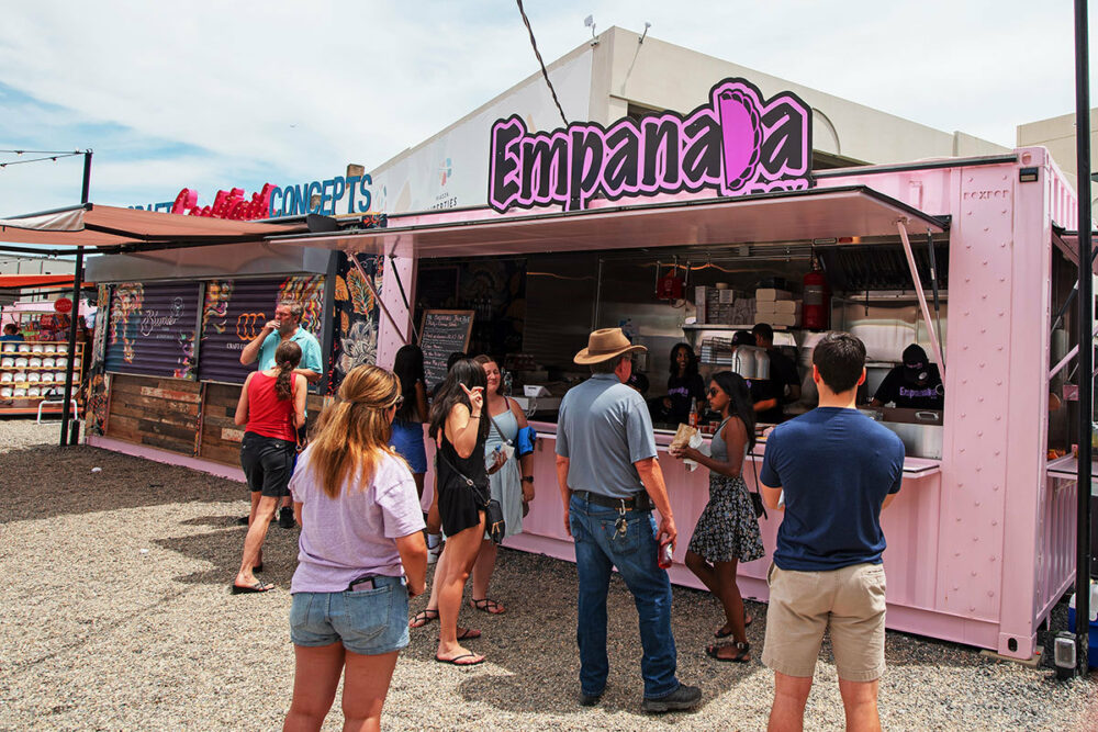 BoxPop shipping container for an Empanada stand