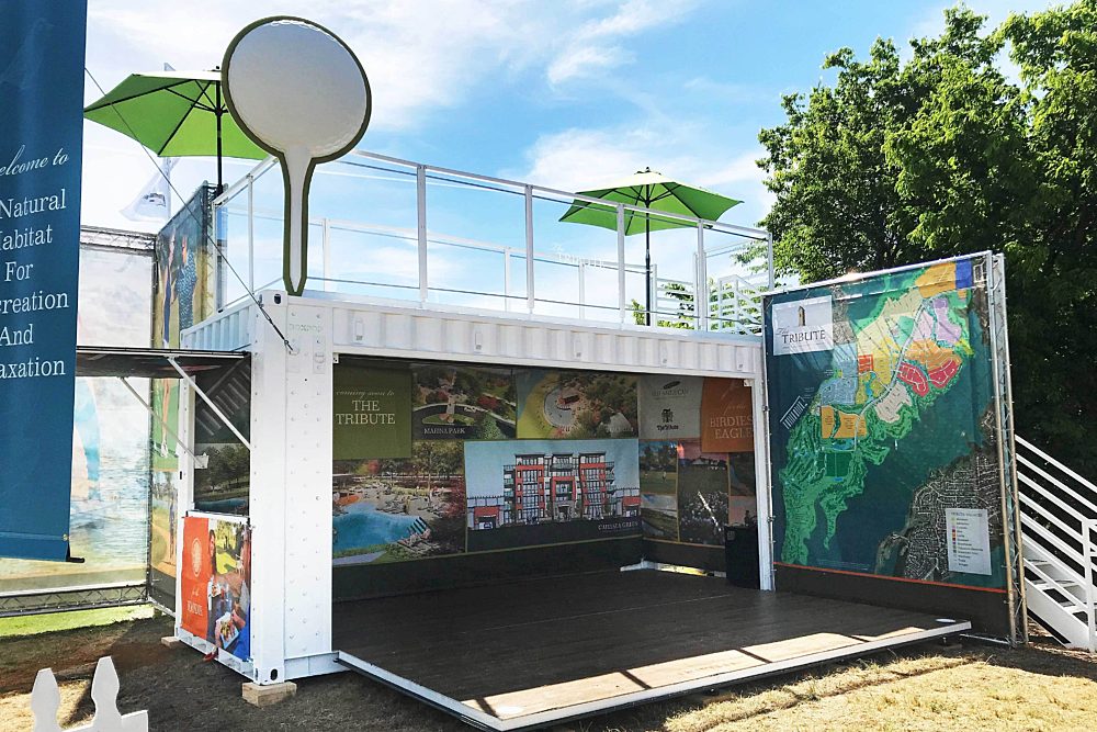 A shipping container for a sponsor at the LPGA