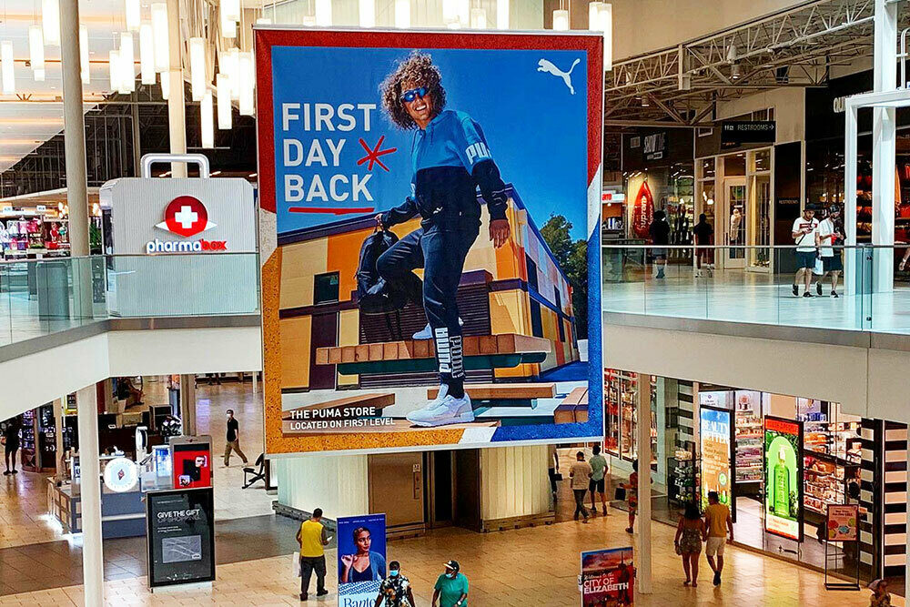 Large custom banner for Puma at a mall