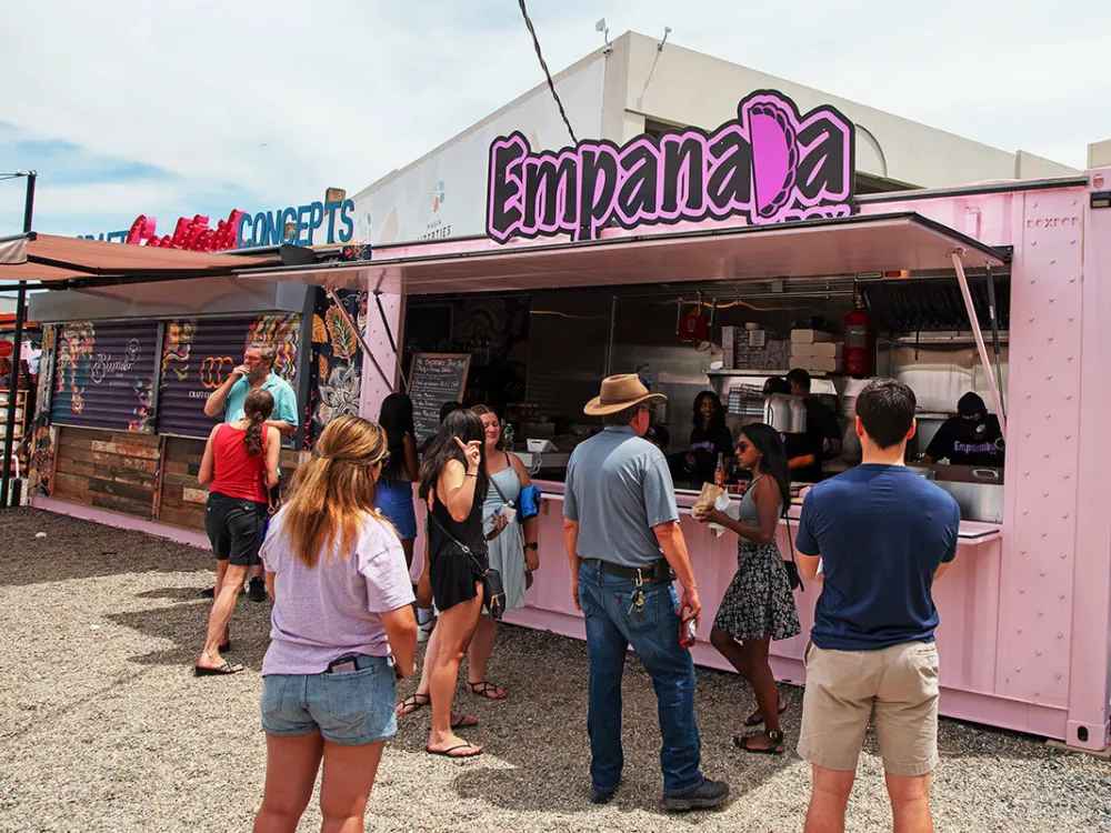BoxPop shipping container for an Empanada stand