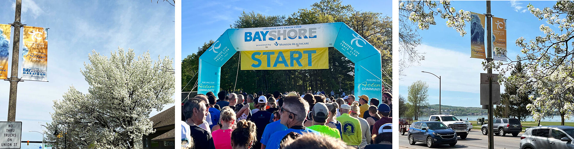 Light pole banners and a start banner for the Bayshore Marathon