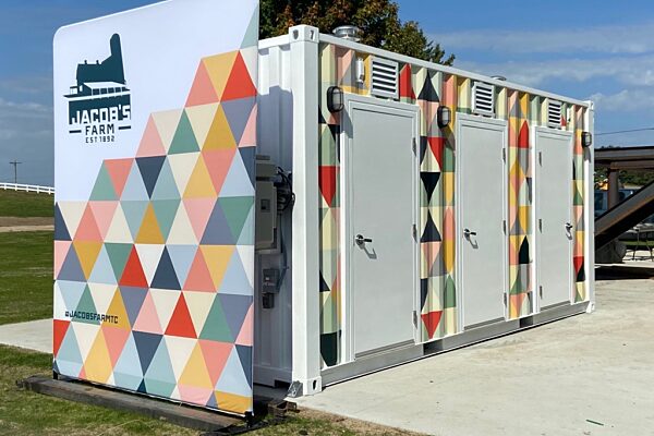 Custom Painted and Designed BoxPop Shipping Container Restroom Unit