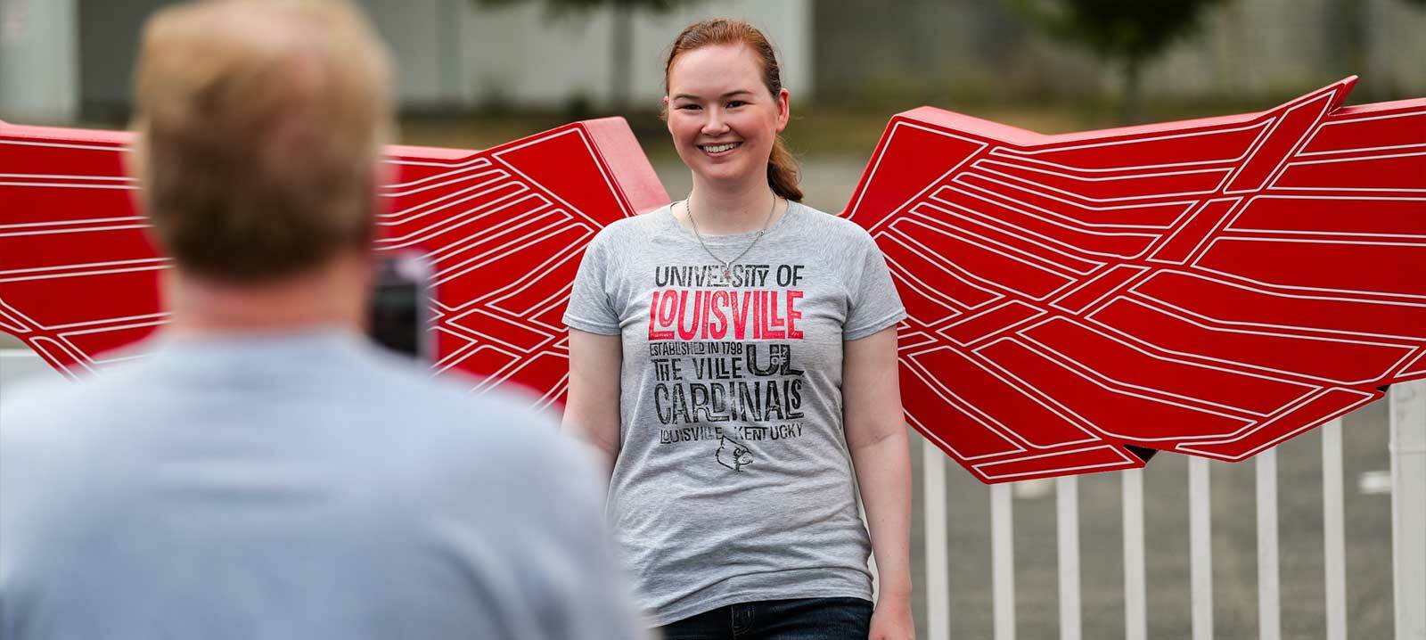 A custom foam3d sculpture of wings for a photo prop at the University of Lousiville
